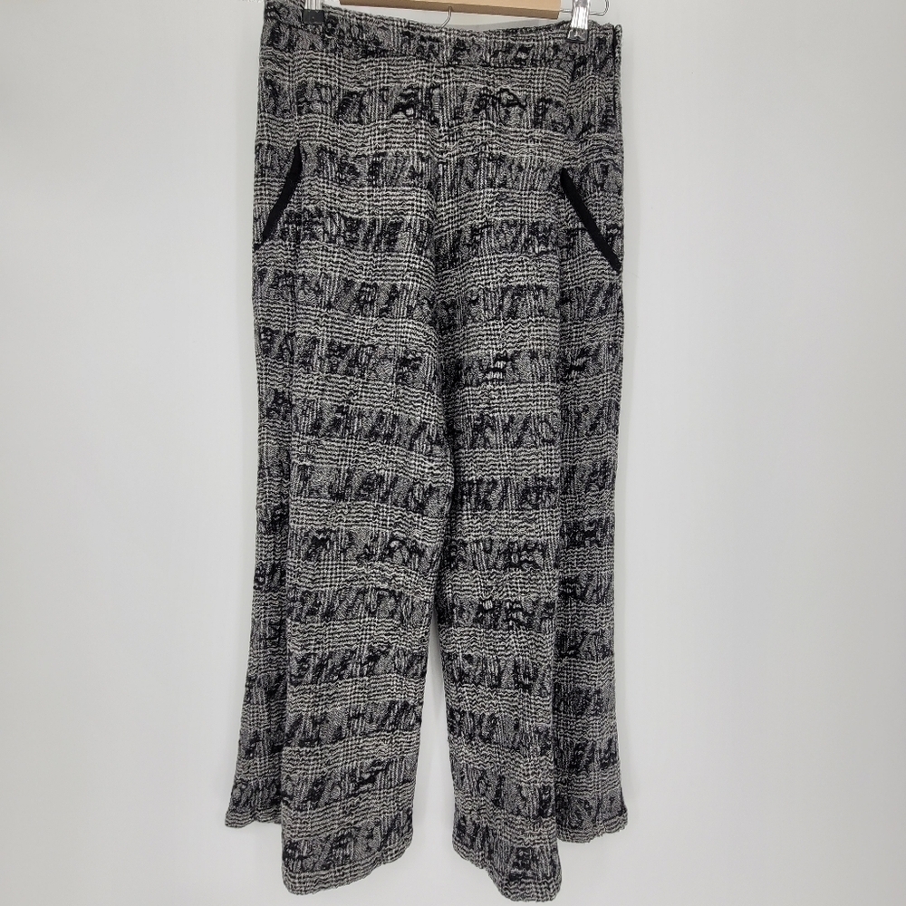 INGRID MUNT knitted black white straight leg wool viscose pants size small